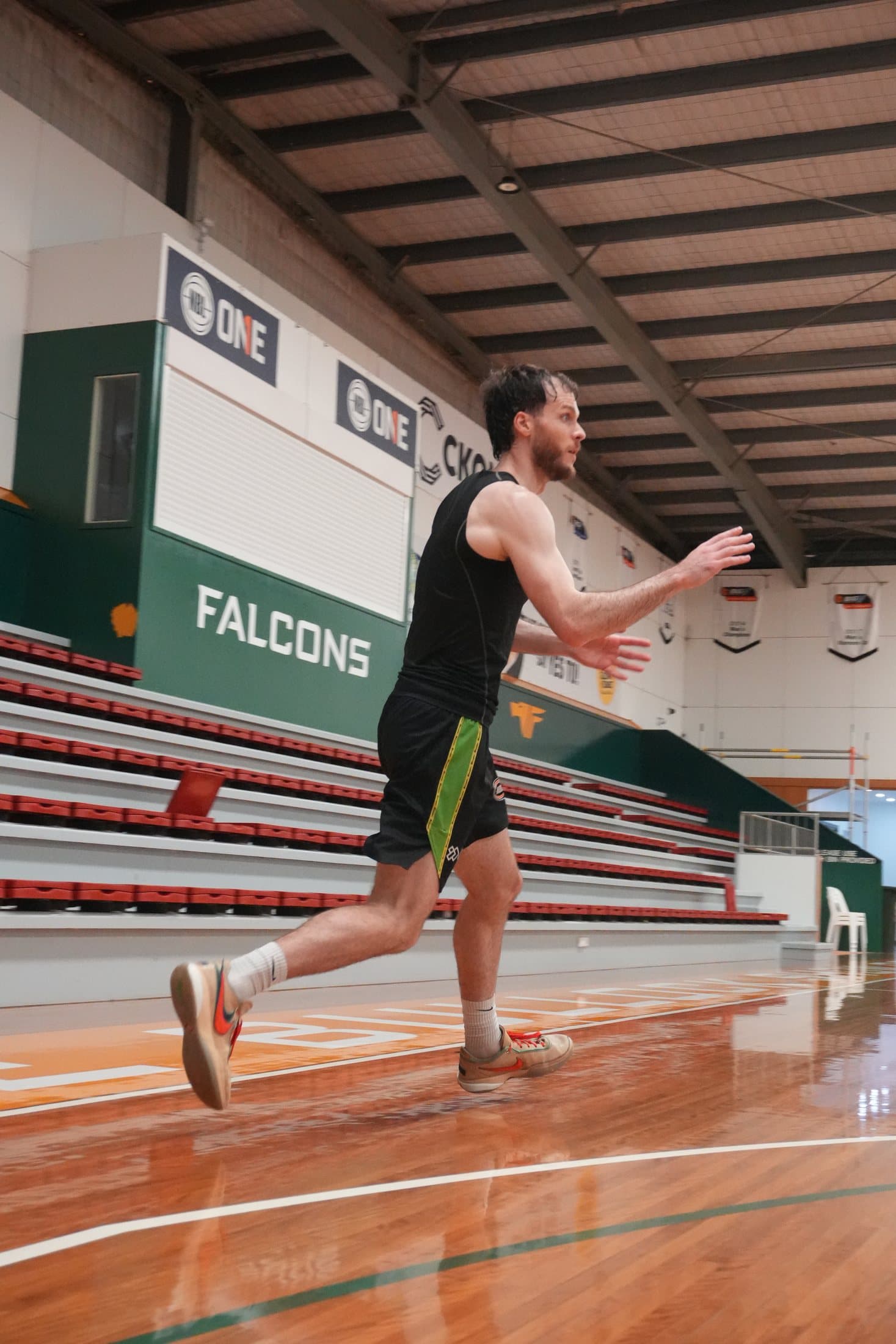 Gabe sprinting across the court